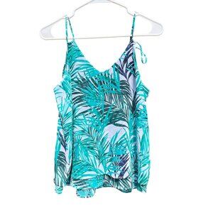 Ann Taylor Factory Size S Women's Camisole Top Tropical Leaves Beachy Oversize‎